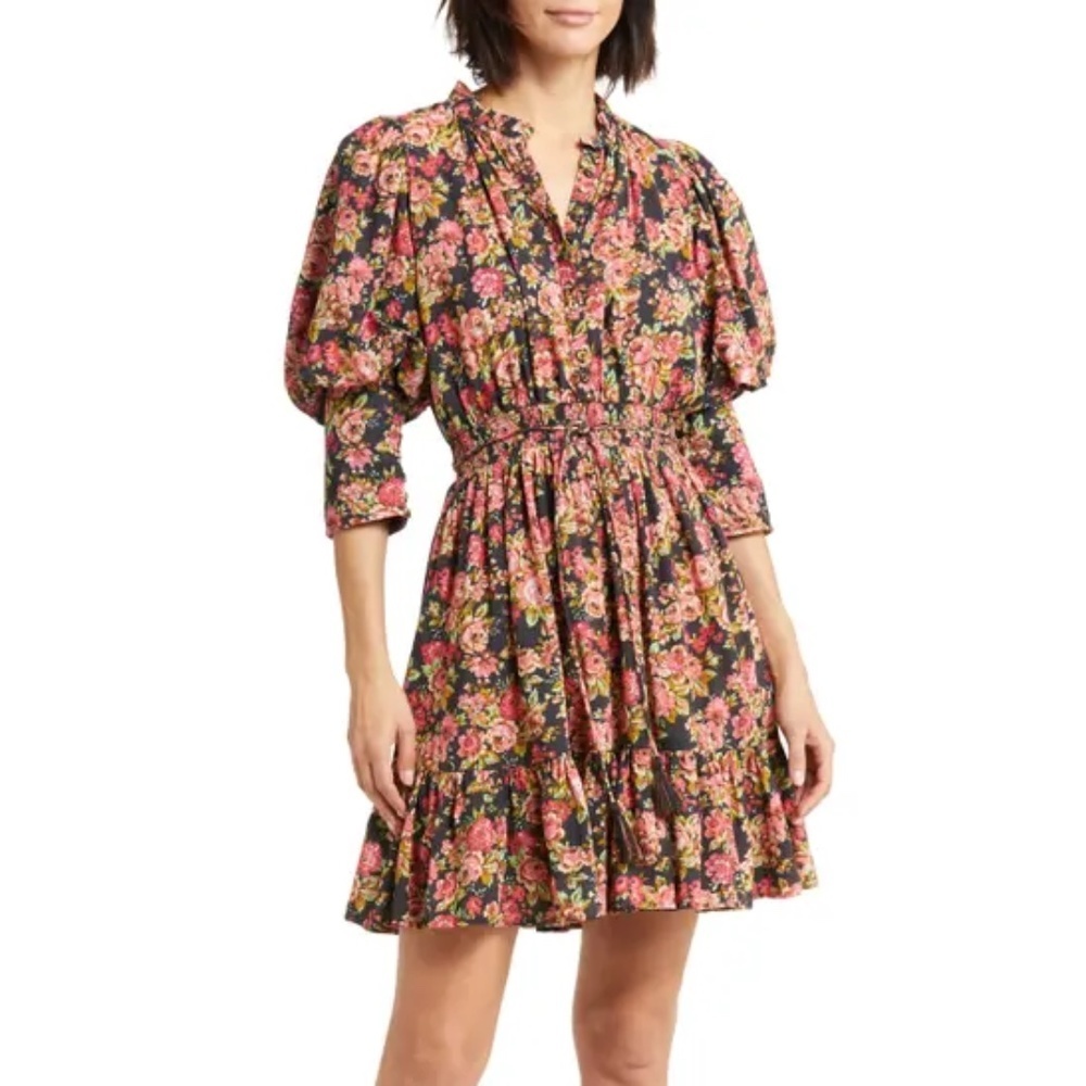 Bytimo Bohemian Floral Print Minidress In Autumnrose Size S